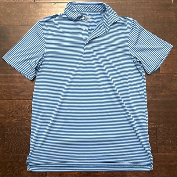 Men’s Vineyard Vines Blue/White Striped Performance Golf Polo- Size Medium - Picture 1 of 10